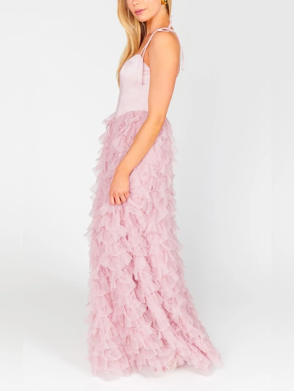 Show Me Your MuMu Francesca Maxi Ballet Slipper Ruffle Tulle Dress S Party Prom - Picture 4 of 10